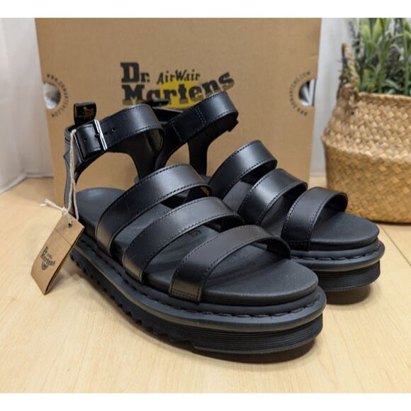 Dr. Martens Blaire Black Brando Leather Strap Fisherman Sandals UK 8 NIB - Picture 2 of 14